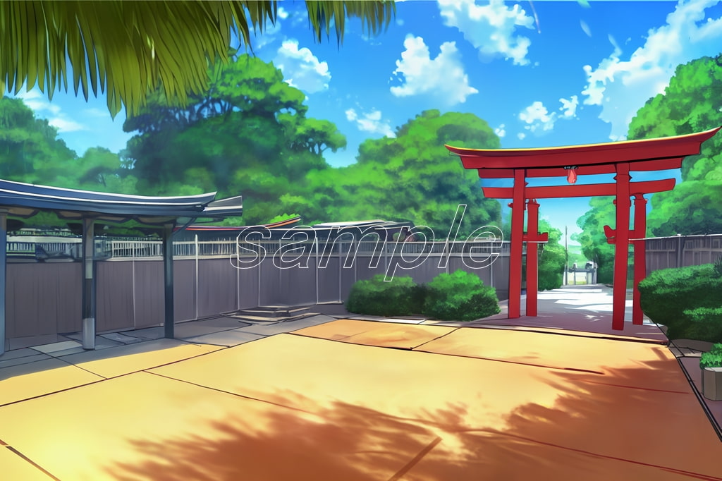 フリー背景素材集「神社と鳥居(1)」超高精細ビュー