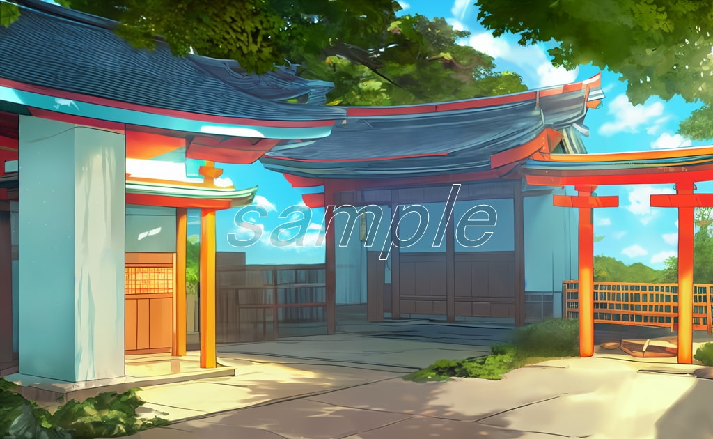 フリー背景素材集「神社と鳥居(1)」超高精細ビュー