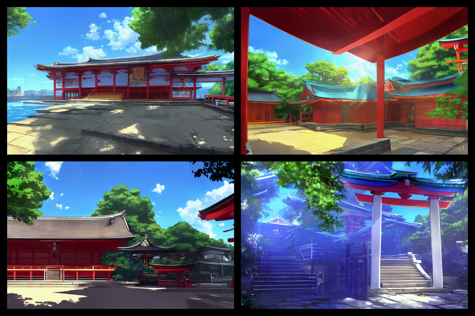 フリー背景素材集「神社と鳥居(1)」超高精細ビュー