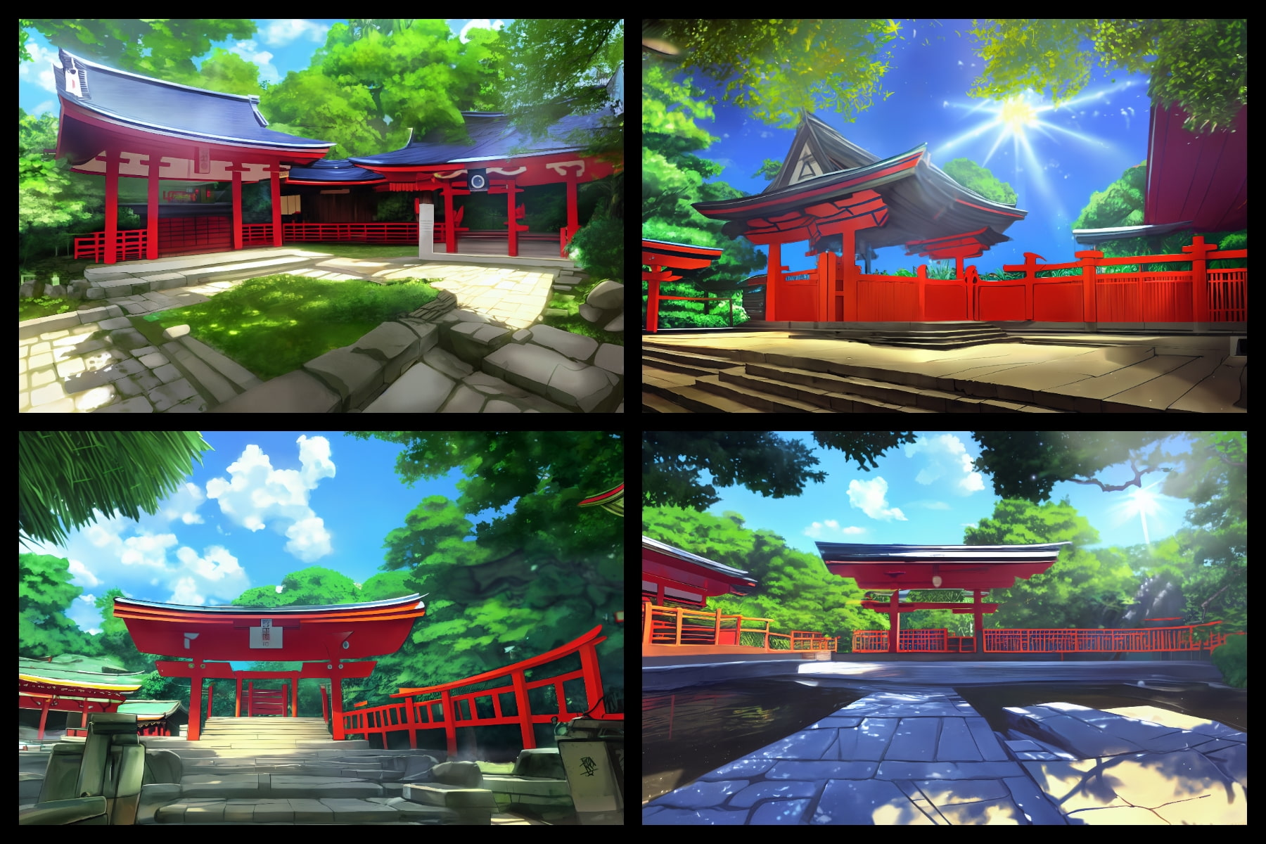 フリー背景素材集「神社と鳥居(1)」超高精細ビュー