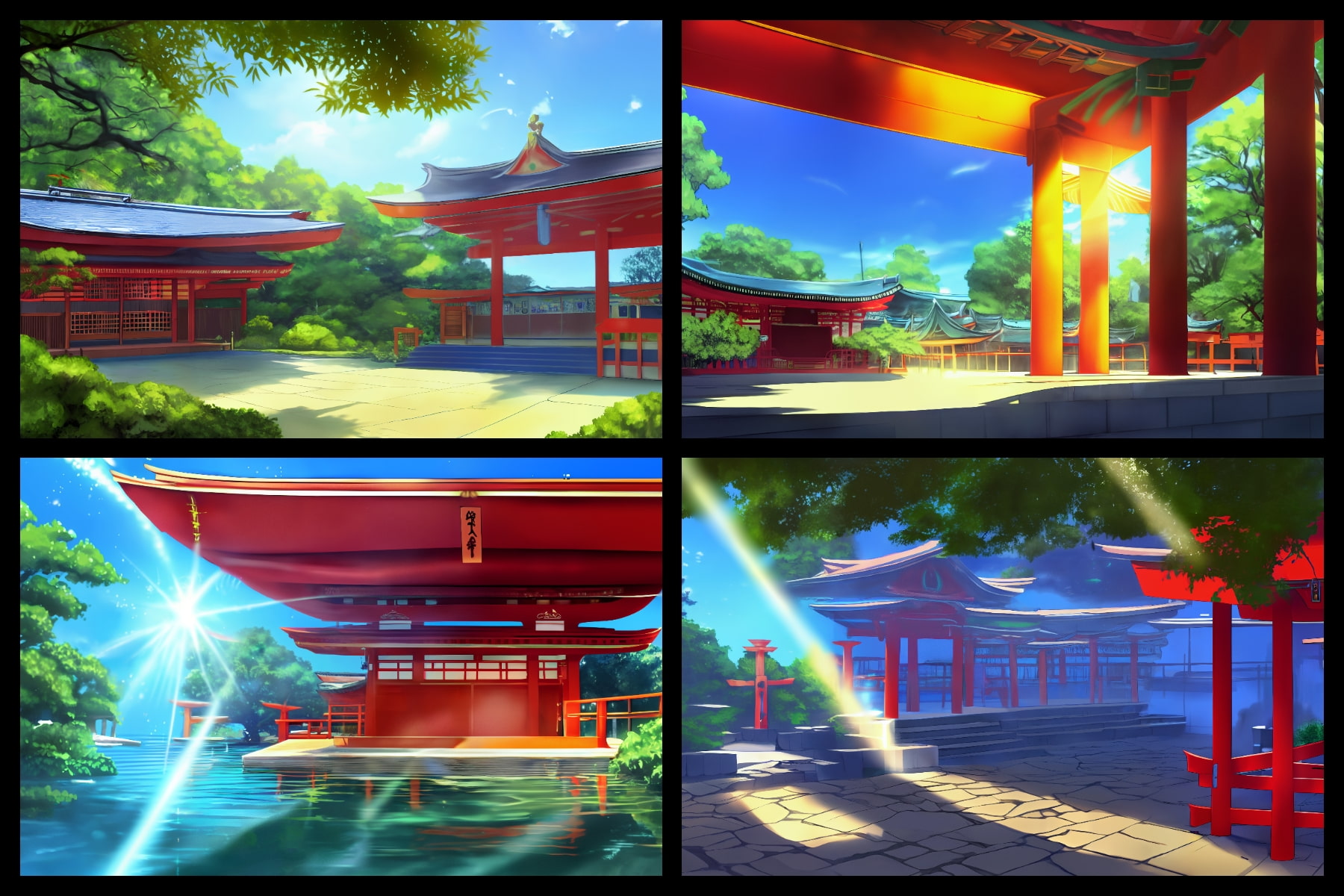 フリー背景素材集「神社と鳥居(1)」超高精細ビュー