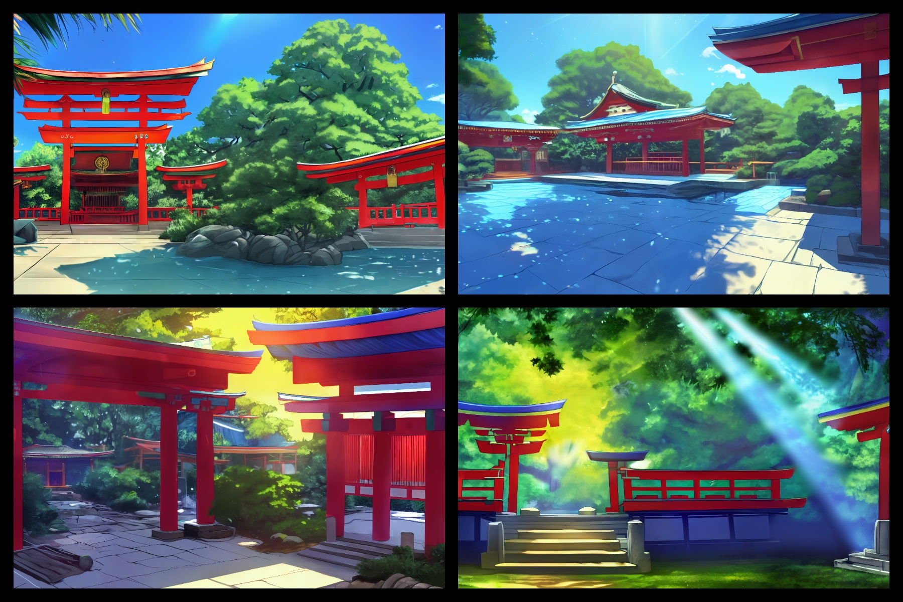 フリー背景素材集「神社と鳥居(1)」超高精細ビュー