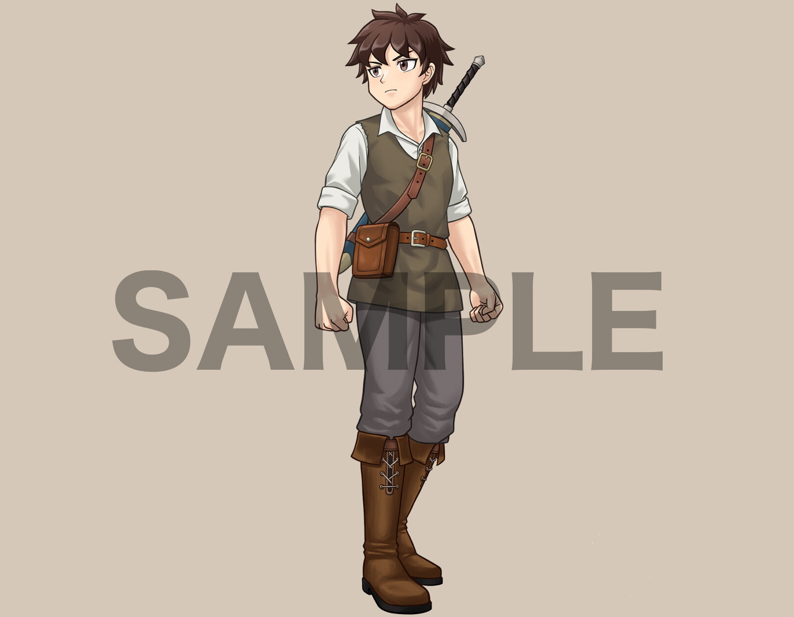 立ち絵素材、旅に出た村の青年、旅人、冒険者、剣士、C07