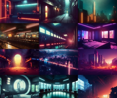 【サイバーパンク、SF系背景】著作権フリーの高解像度画像(100枚)