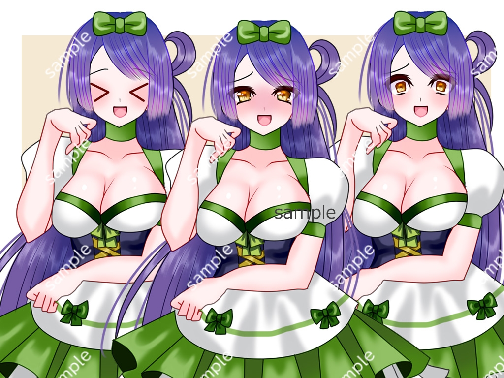 全身立ち絵素材・ファンタジー衣装《和風メイド翠》