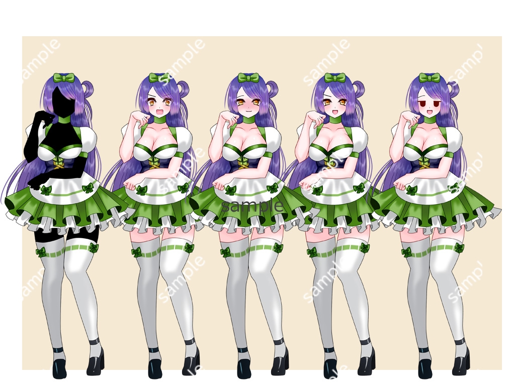 全身立ち絵素材・ファンタジー衣装《和風メイド翠》