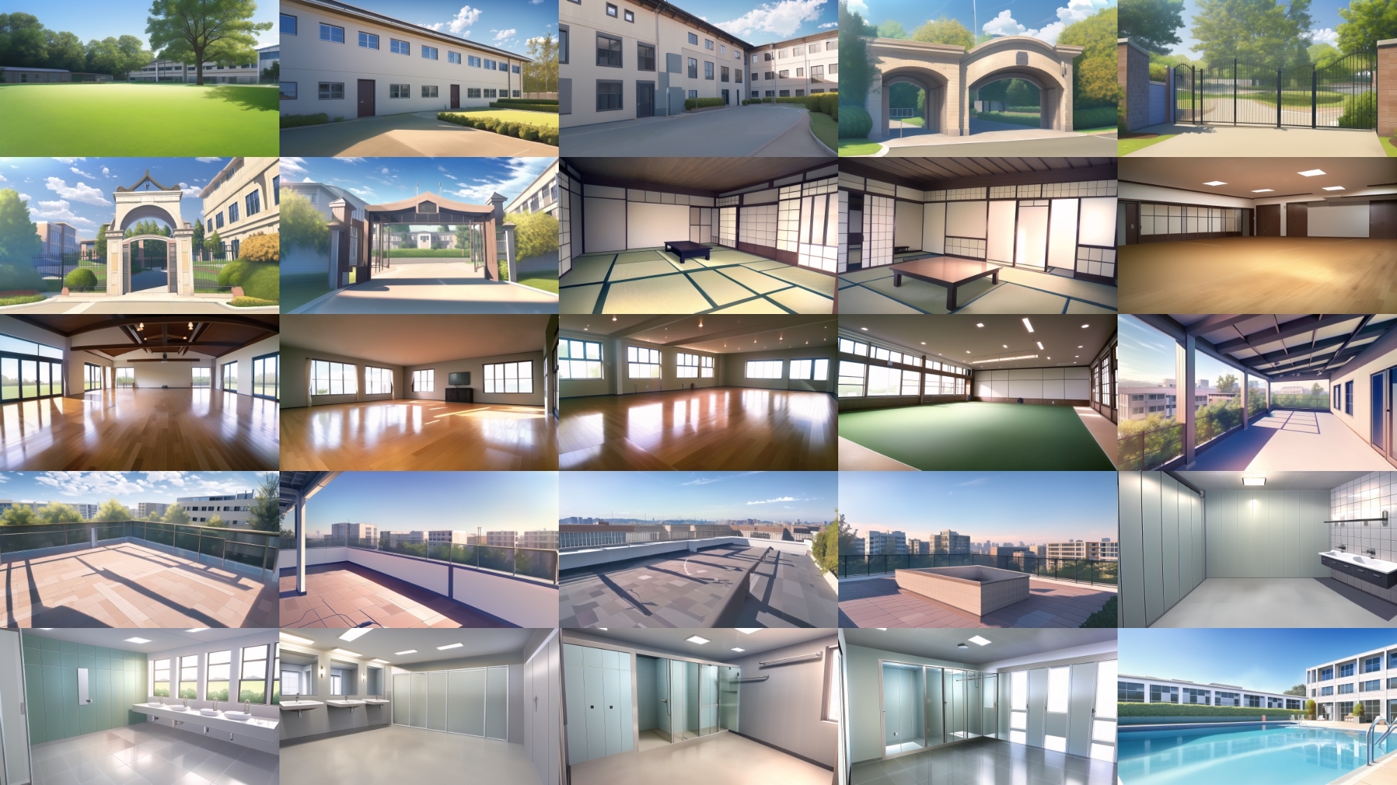 【アニメ調の学校や学園系背景】著作権フリーの高解像度画像(100枚)