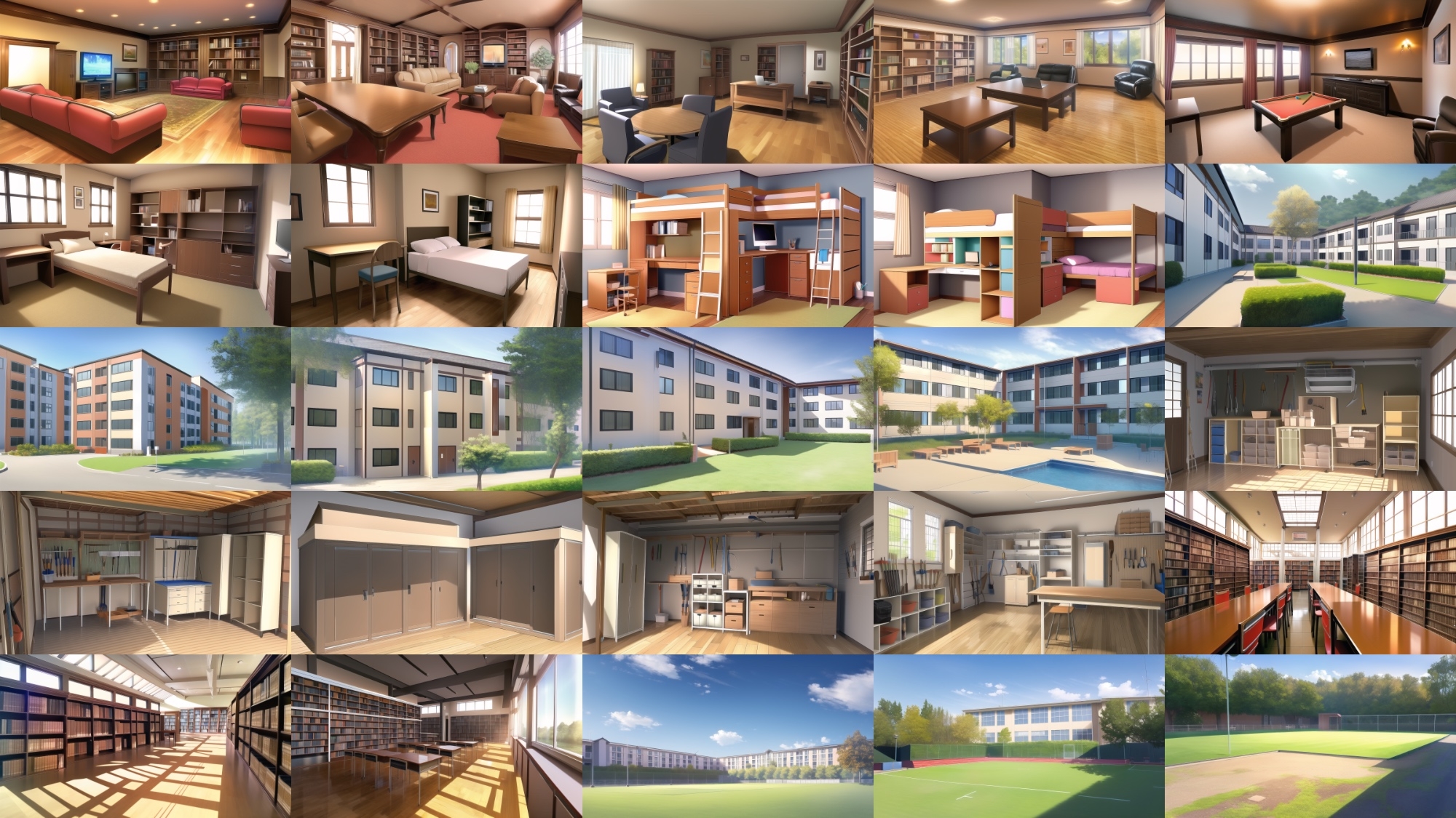 【アニメ調の学校や学園系背景】著作権フリーの高解像度画像(100枚)