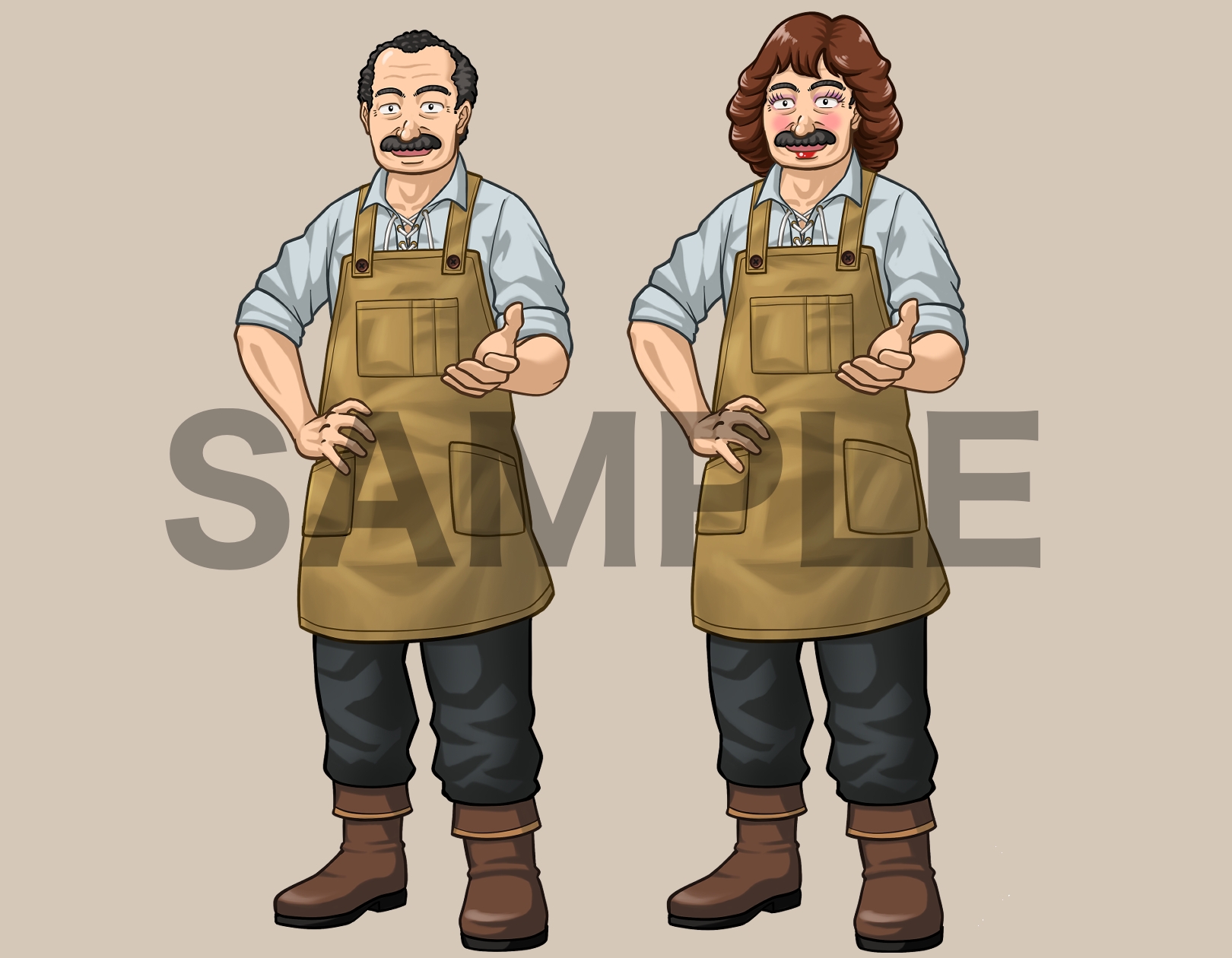 立ち絵素材、道具屋のおじさん、商人、喫茶店マスター、店員、C10