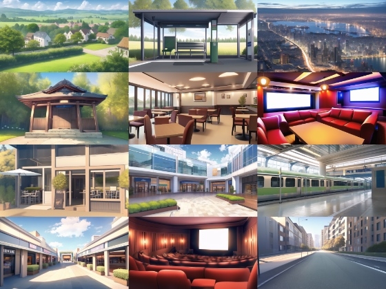 【アニメ調の街系背景】著作権フリーの高解像度画像(100枚)