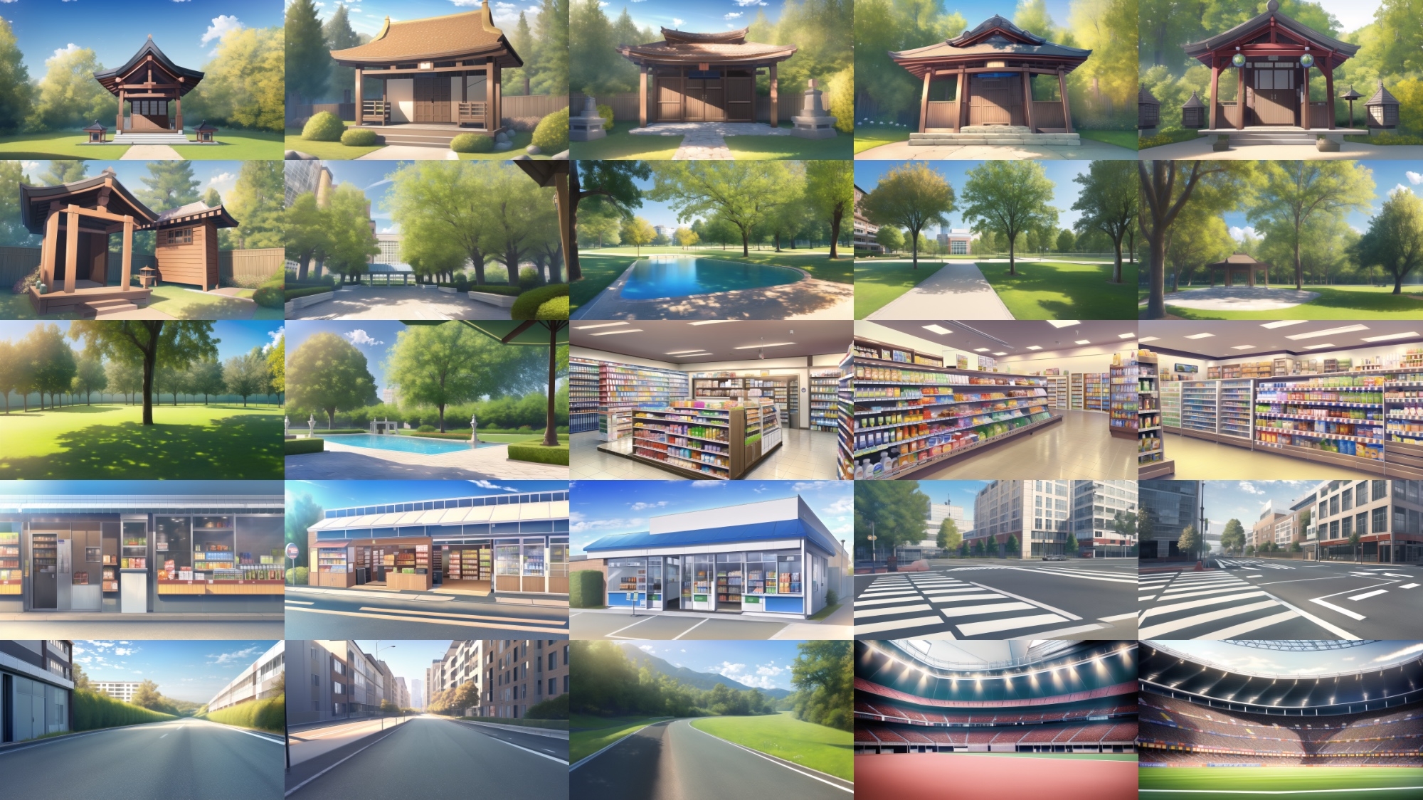 【アニメ調の街系背景】著作権フリーの高解像度画像(100枚)