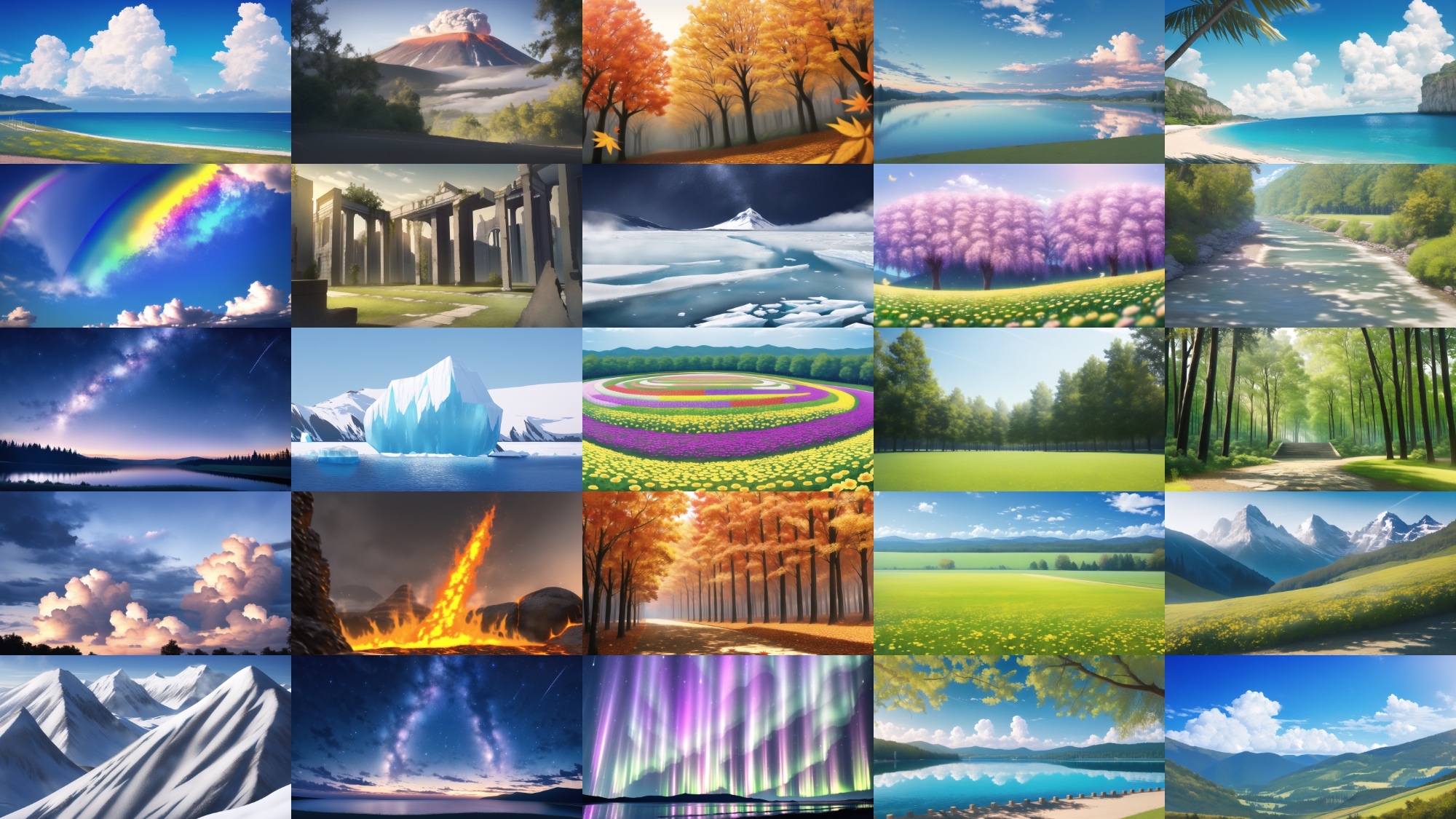 【アニメ調の自然系背景】著作権フリーの高解像度画像(100枚)