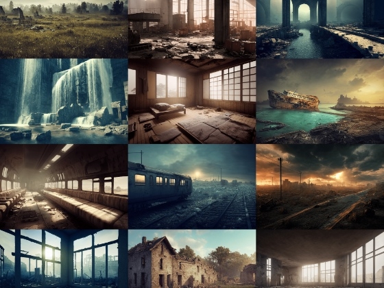 【ポストアポカリプス、廃墟背景】著作権フリーの高解像度画像(100枚)