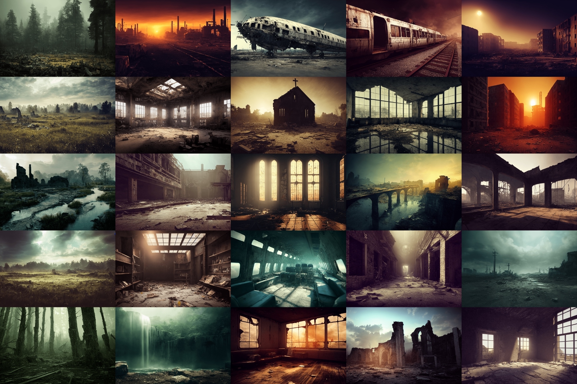 【ポストアポカリプス、廃墟背景】著作権フリーの高解像度画像(100枚)