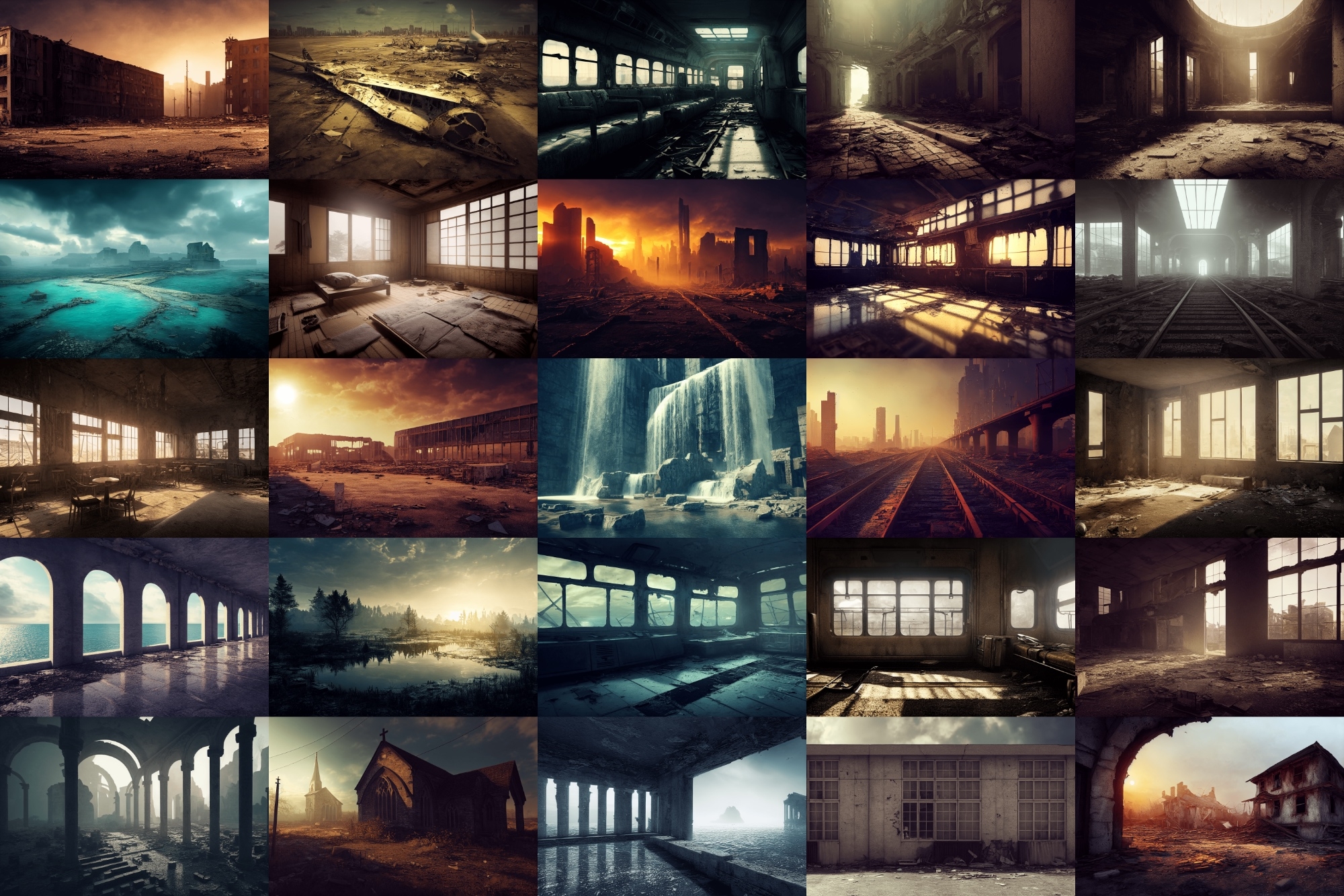 【ポストアポカリプス、廃墟背景】著作権フリーの高解像度画像(100枚)