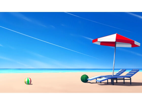 夏のビーチ/飛び込み台/学校の野外水飲み場