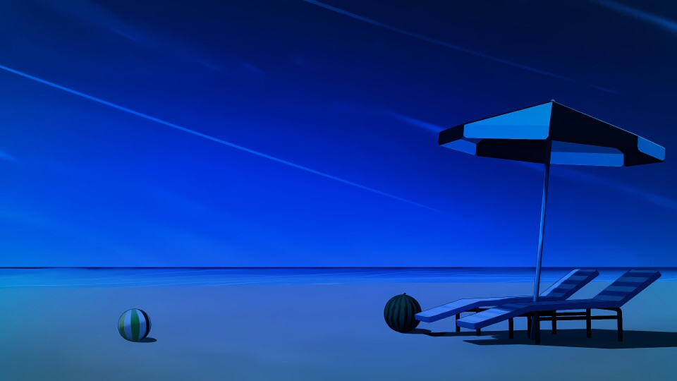 夏のビーチ/飛び込み台/学校の野外水飲み場