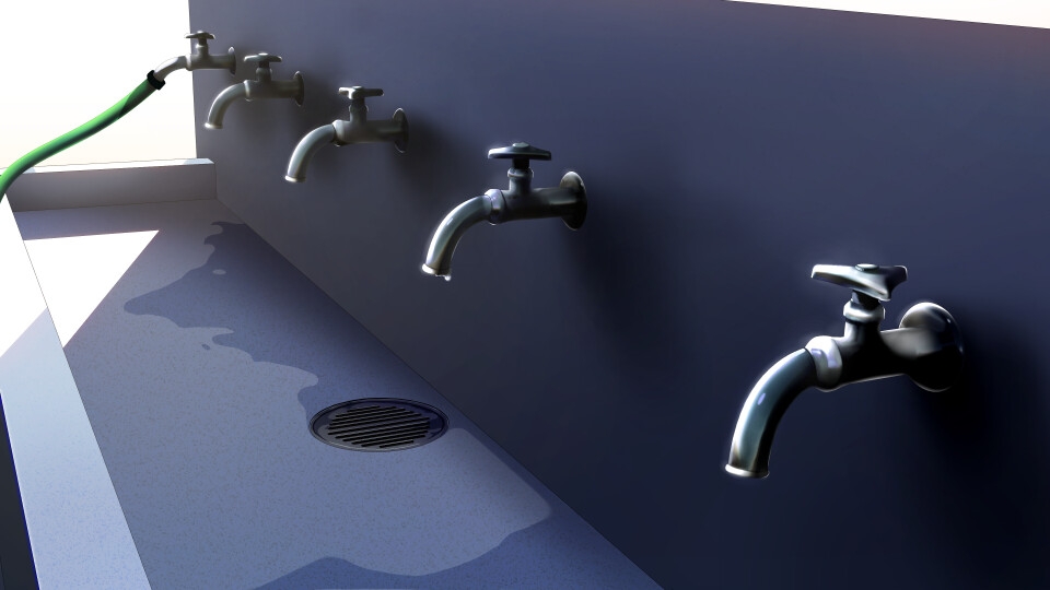 夏のビーチ/飛び込み台/学校の野外水飲み場