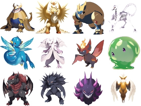 【アニメ調のモンスター立ち絵3】著作権フリーの高解像度画像(100枚)