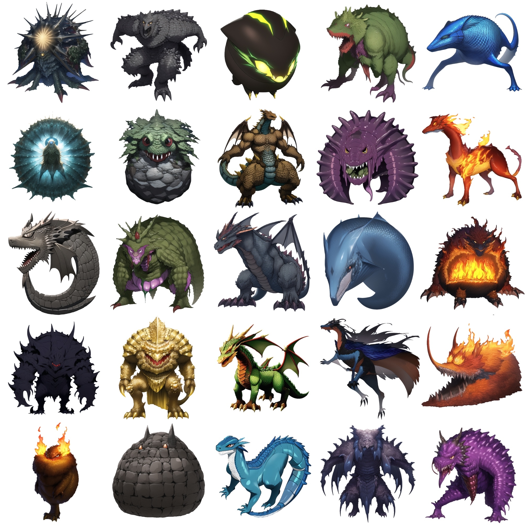 【属性別クリーチャー立ち絵1】著作権フリーの高解像度画像(100枚)