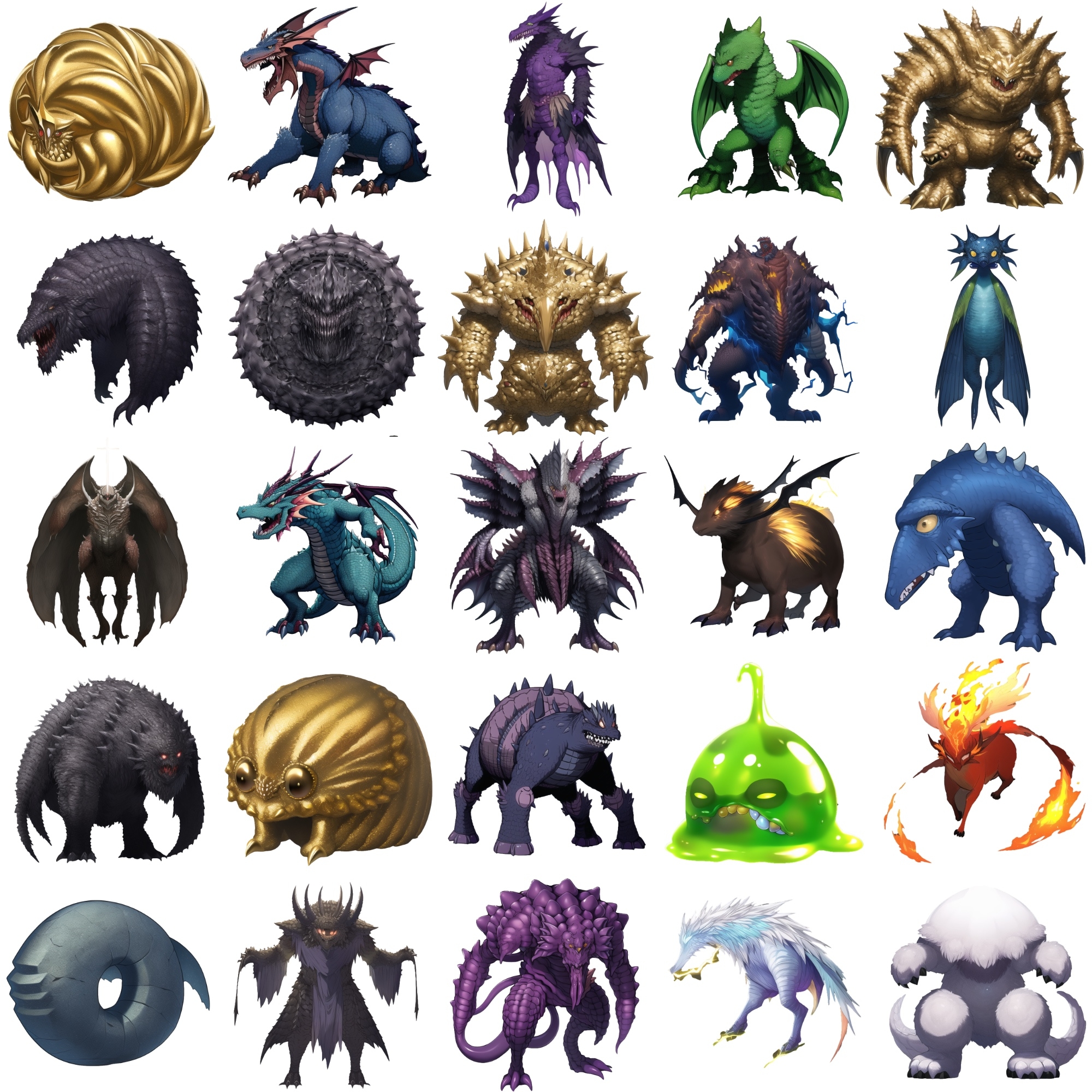 【属性別クリーチャー立ち絵1】著作権フリーの高解像度画像(100枚)