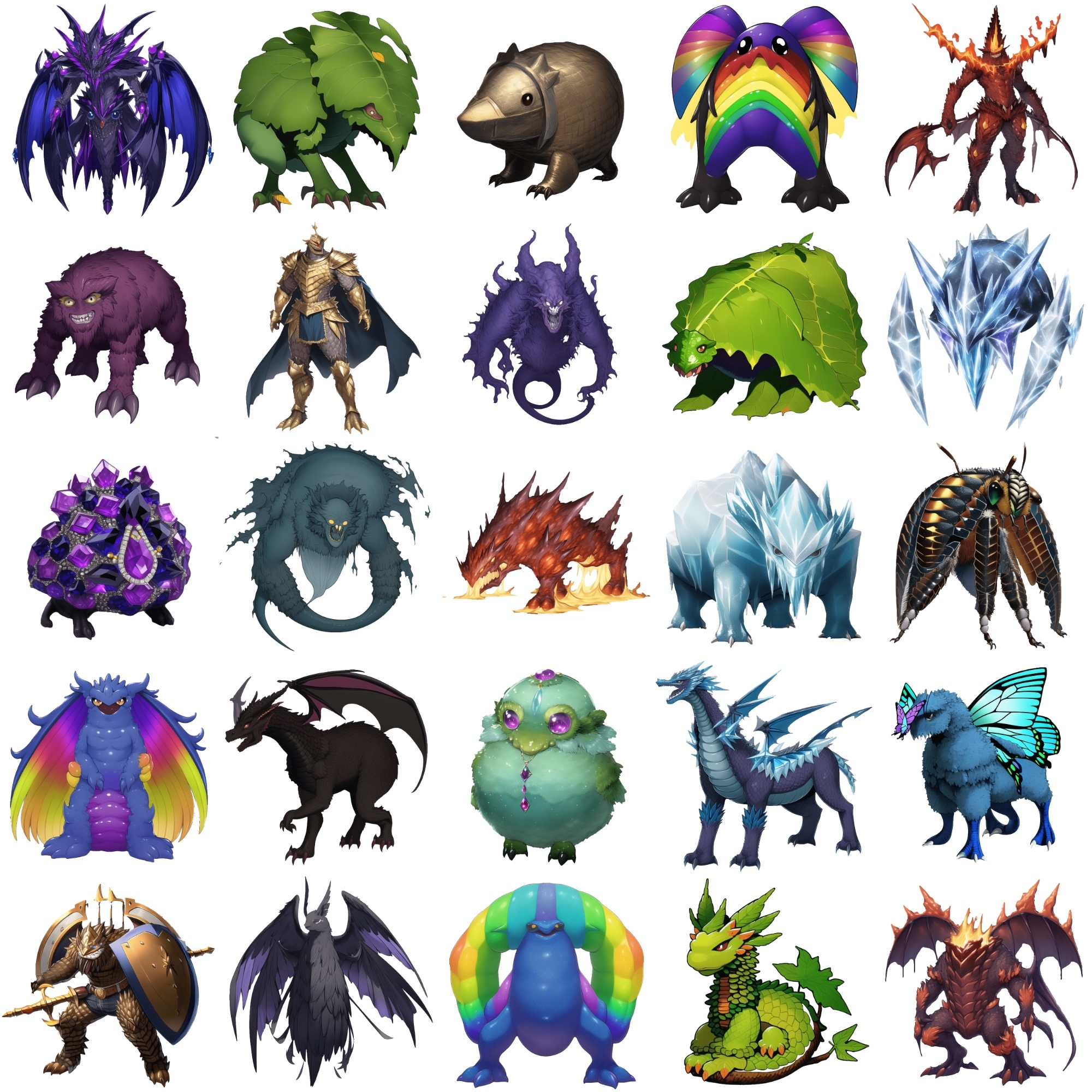 【属性別クリーチャー立ち絵2】著作権フリーの高解像度画像(100枚)