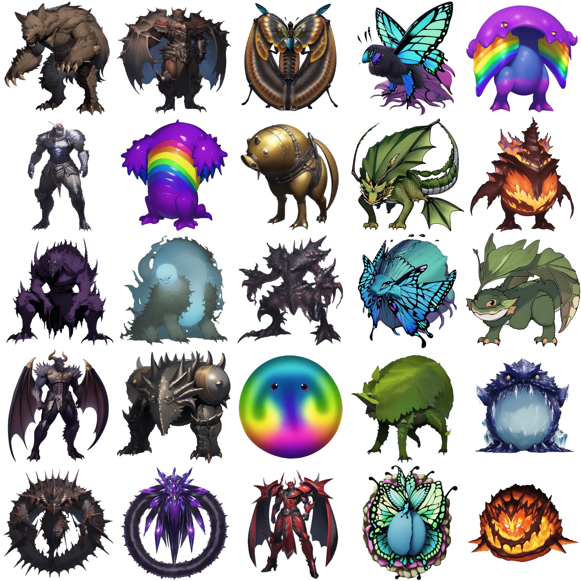 【属性別クリーチャー立ち絵2】著作権フリーの高解像度画像(100枚)