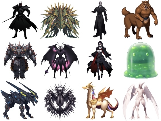 【属性別クリーチャー立ち絵3】著作権フリーの高解像度画像(100枚)