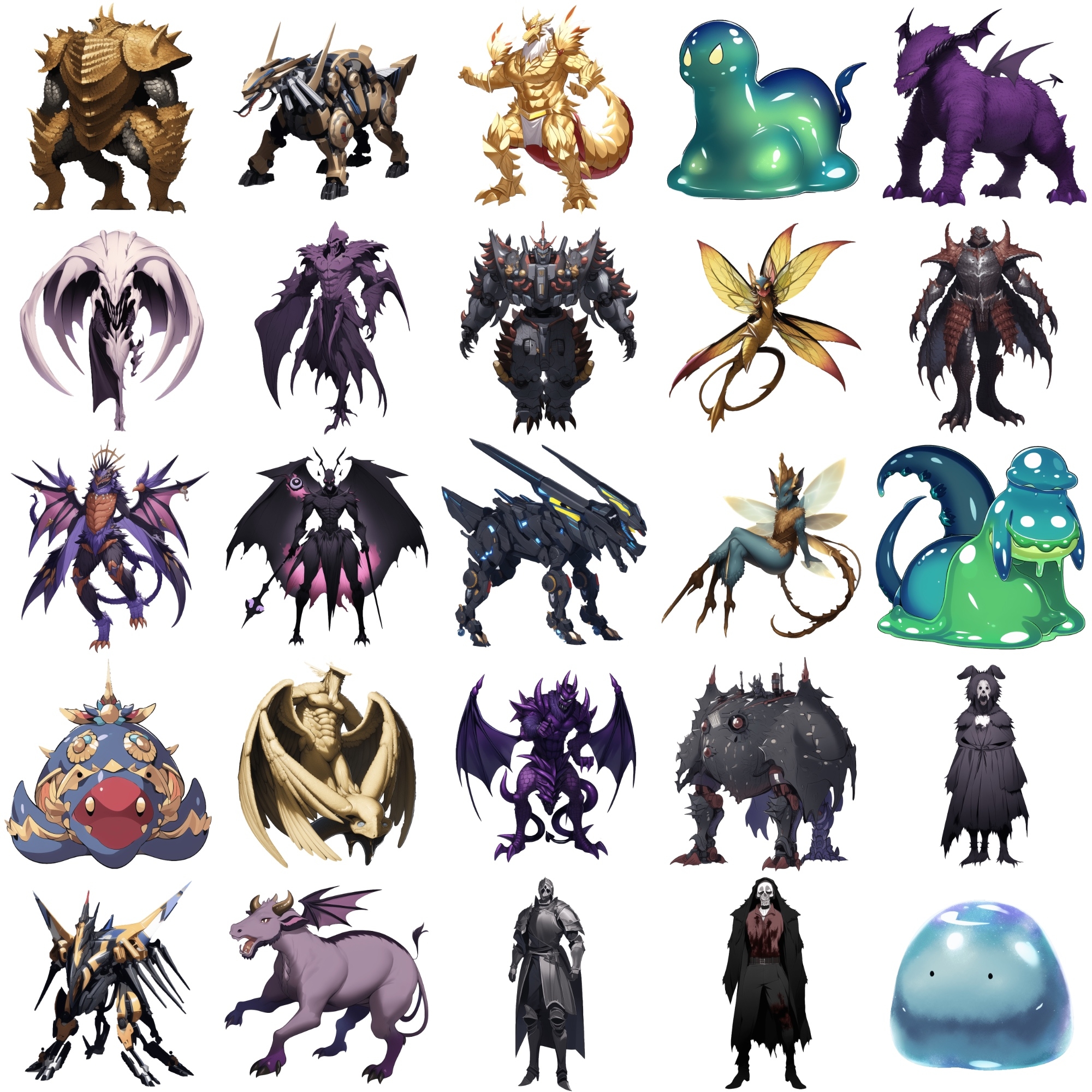 【属性別クリーチャー立ち絵3】著作権フリーの高解像度画像(100枚)