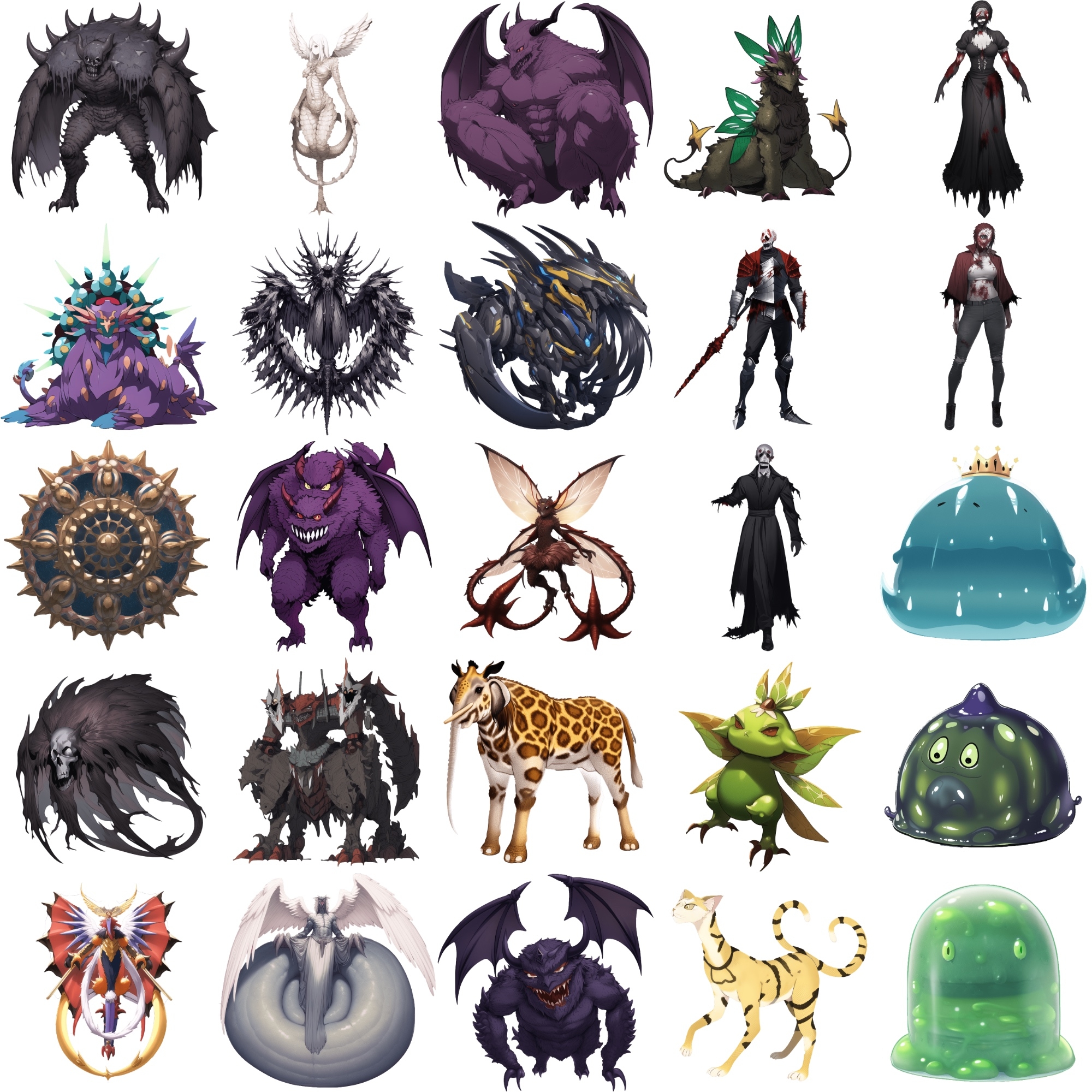 【属性別クリーチャー立ち絵3】著作権フリーの高解像度画像(100枚)