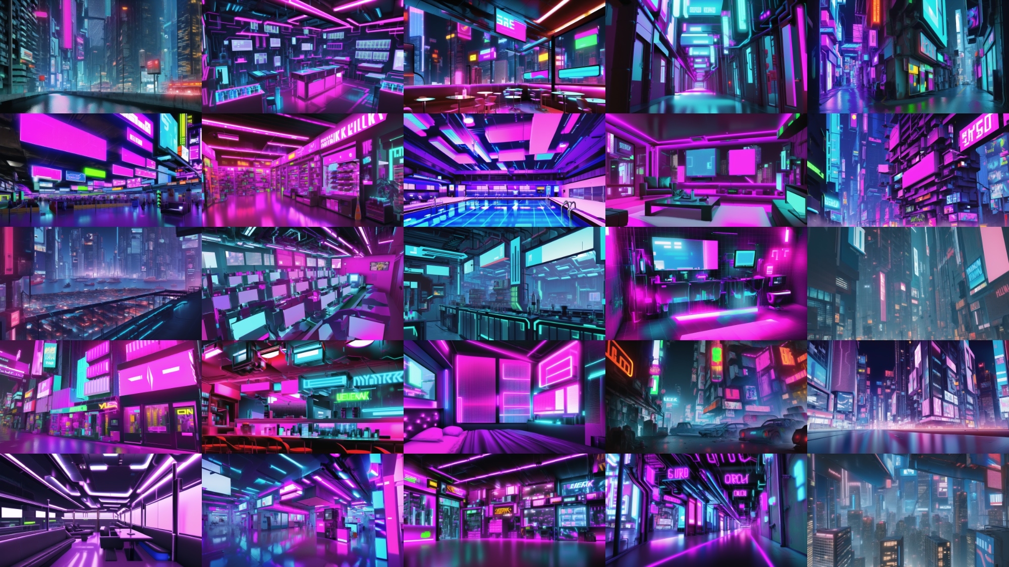 【アニメ調のサイバーパンク背景】著作権フリーの高解像度画像(100枚)