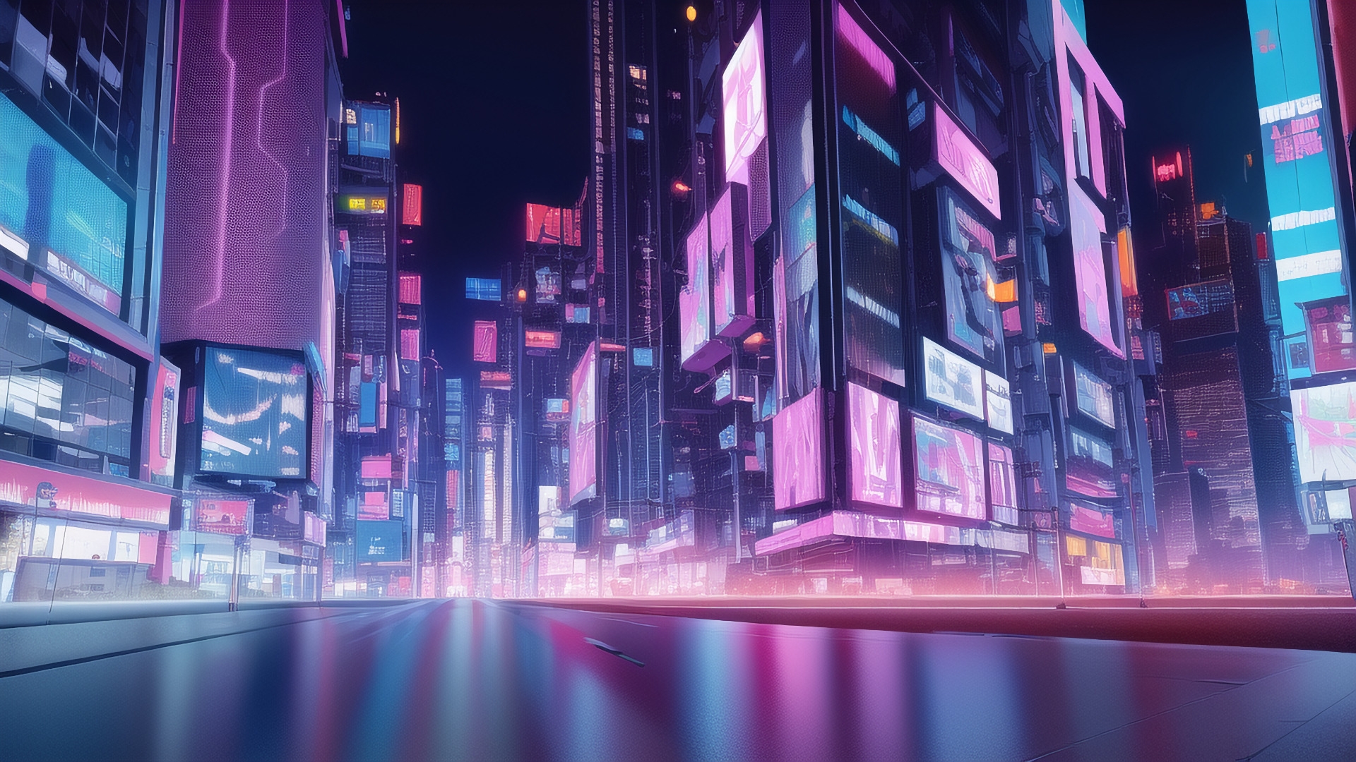 【アニメ調のサイバーパンク背景】著作権フリーの高解像度画像(100枚)