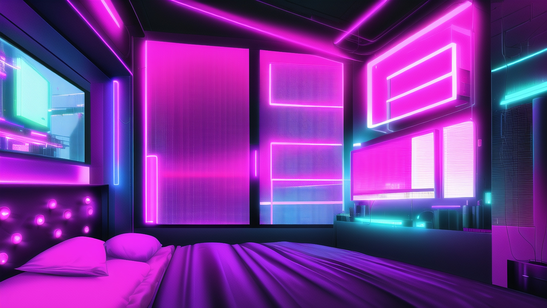 【アニメ調のサイバーパンク背景】著作権フリーの高解像度画像(100枚)