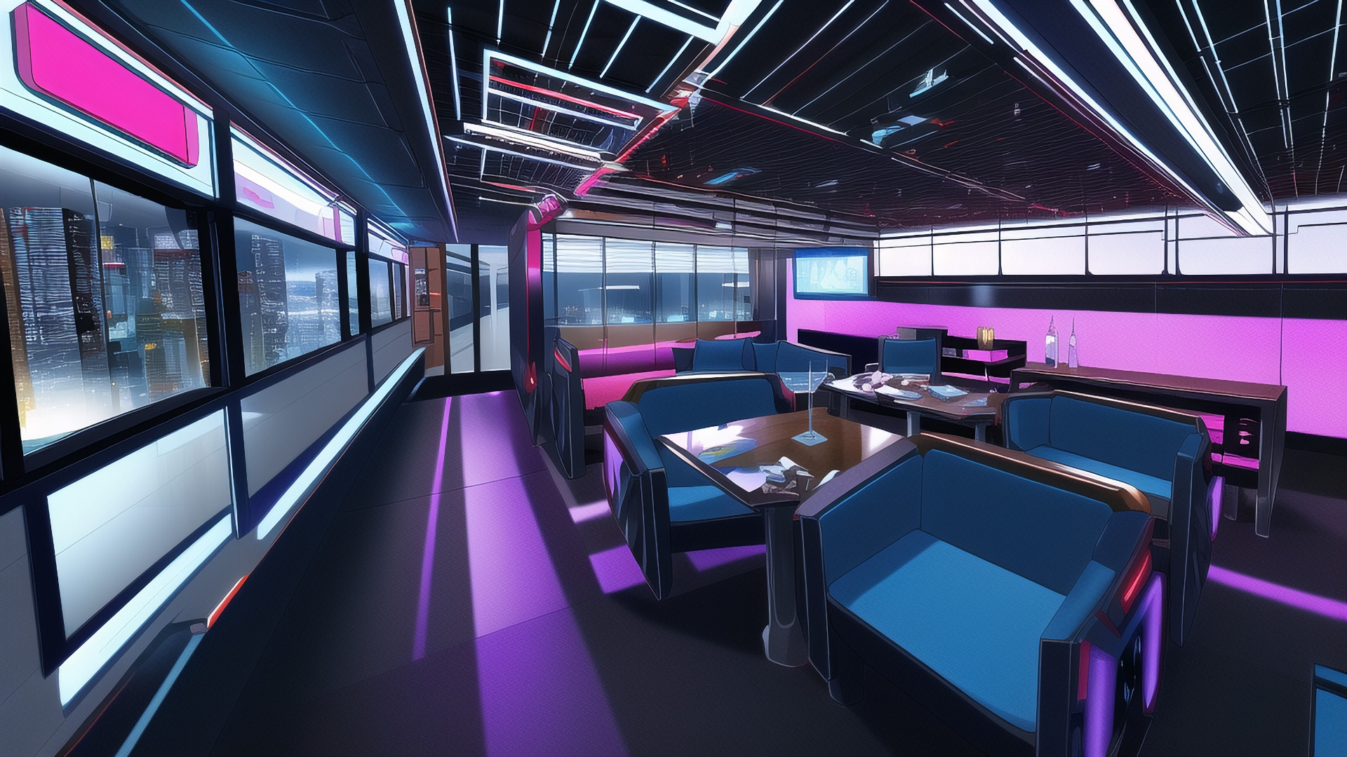 【アニメ調のサイバーパンク背景】著作権フリーの高解像度画像(100枚)