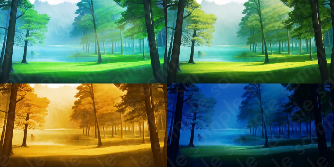 【背景素材6種セット】ファンタジー系基本セットA【差分4種:朝・昼・夕・夜】