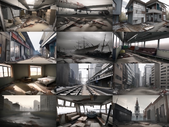 【アニメ調の廃墟系背景】著作権フリーの高解像度画像(100枚)