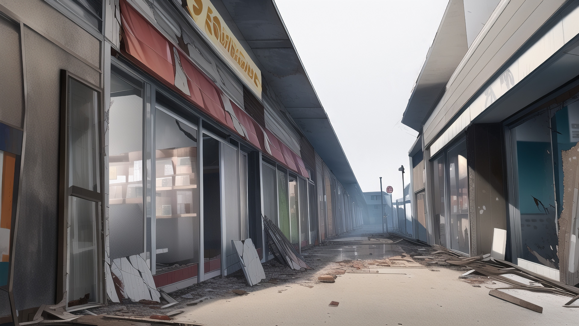 【アニメ調の廃墟系背景】著作権フリーの高解像度画像(100枚)