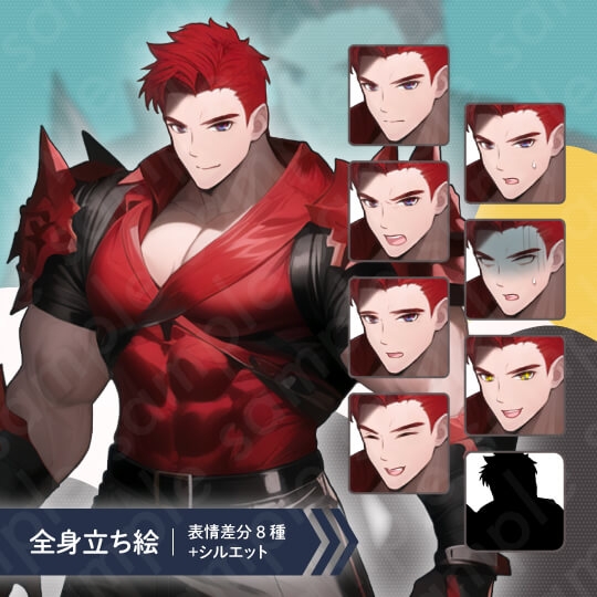 【立ち絵素材】ファンタジー系・冒険者・僧侶・格闘家_6人セット・全身表情8種+α