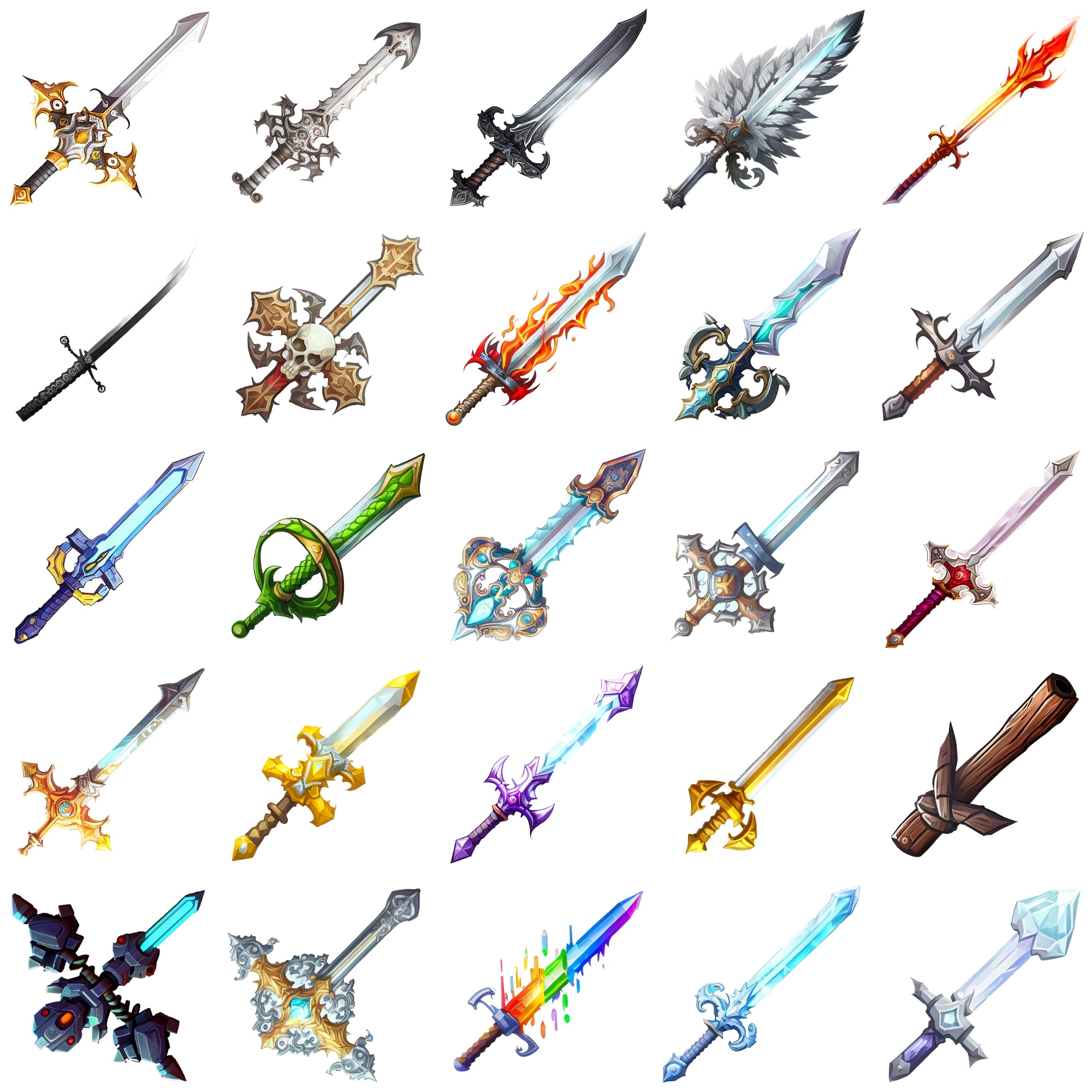 【剣のアイコンセット】著作権フリーの高解像度画像(100枚)