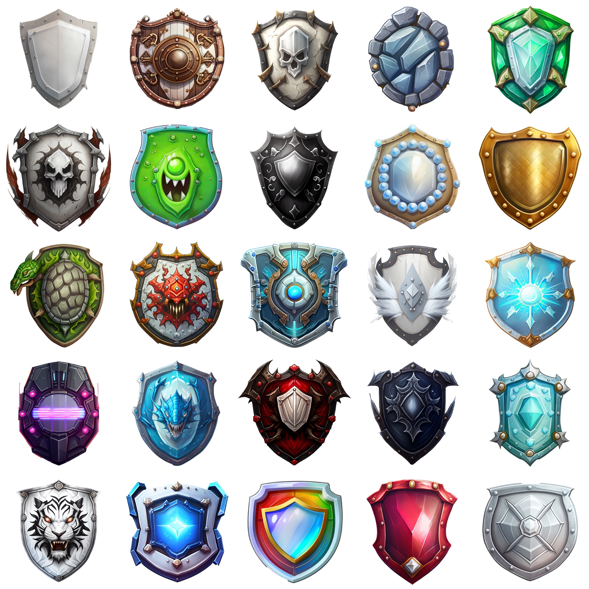【盾のアイコンセット】著作権フリーの高解像度画像(100枚)