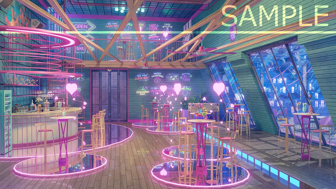 背景素材:ハートのバー