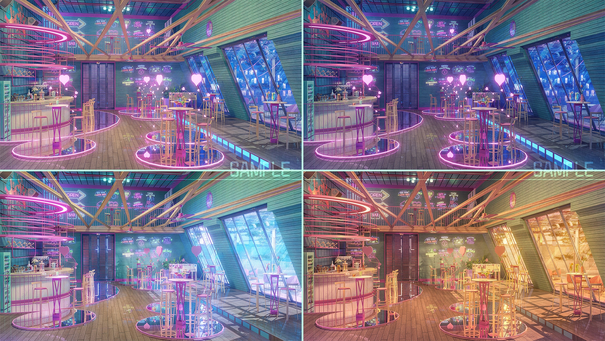 背景素材:ハートのバー