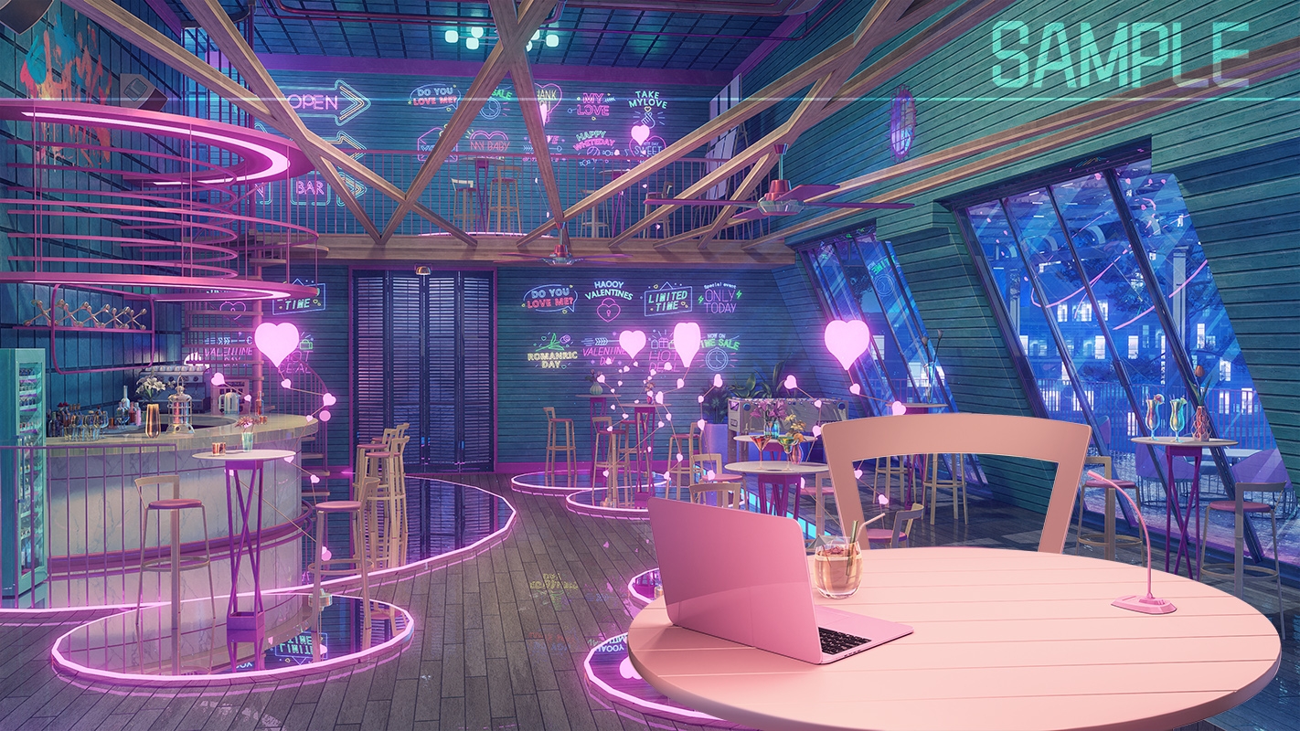 背景素材:ハートのバー