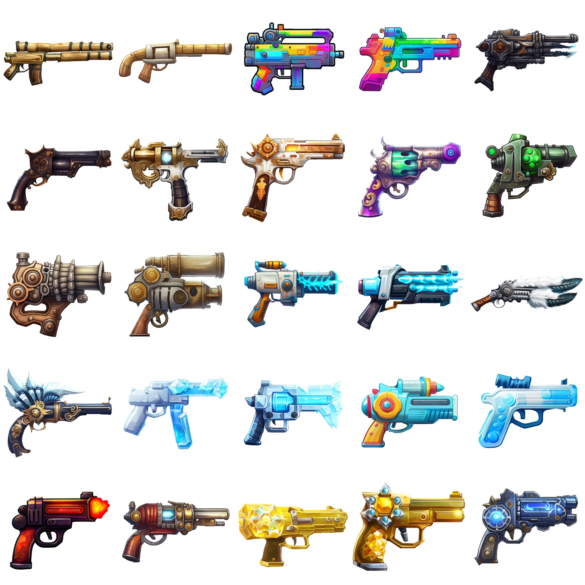 【銃のアイコンセット】著作権フリーの高解像度画像(100枚)