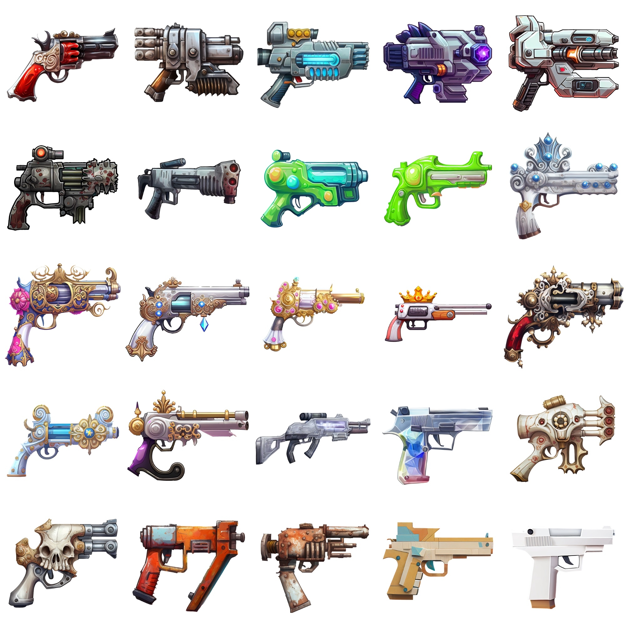 【銃のアイコンセット】著作権フリーの高解像度画像(100枚)