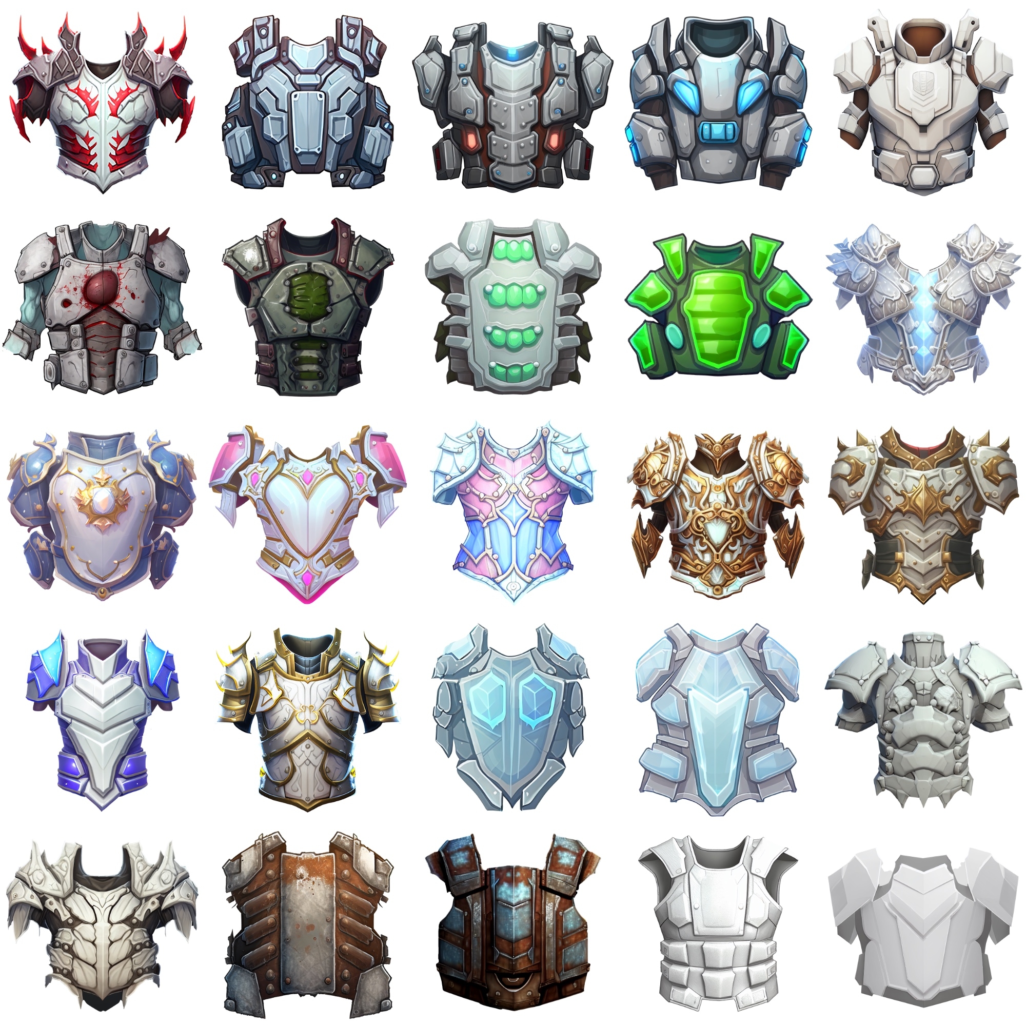 【鎧のアイコンセット】著作権フリーの高解像度画像(100枚)