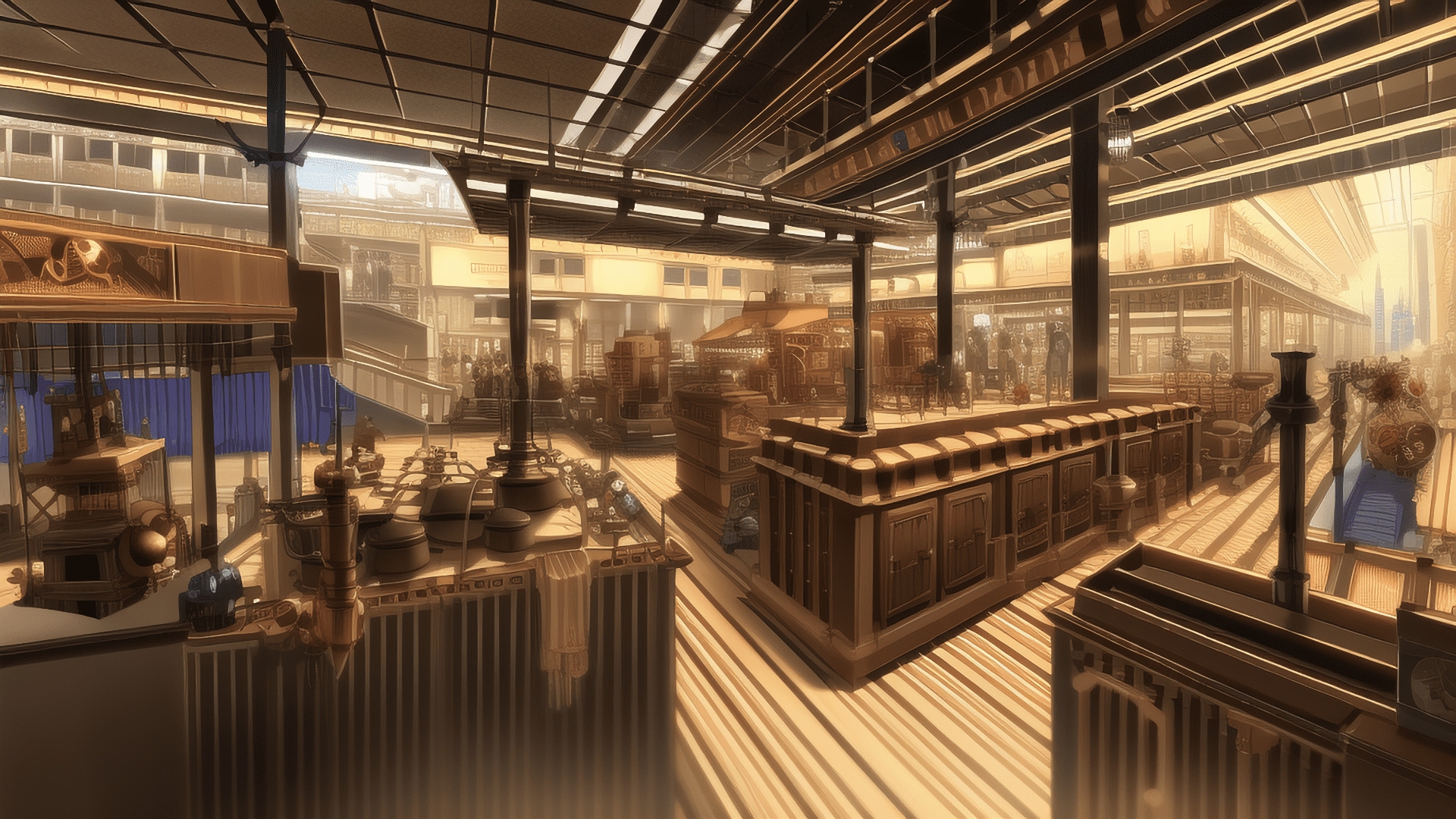 【アニメ調のスチームパンク背景】著作権フリーの高解像度画像(100枚)