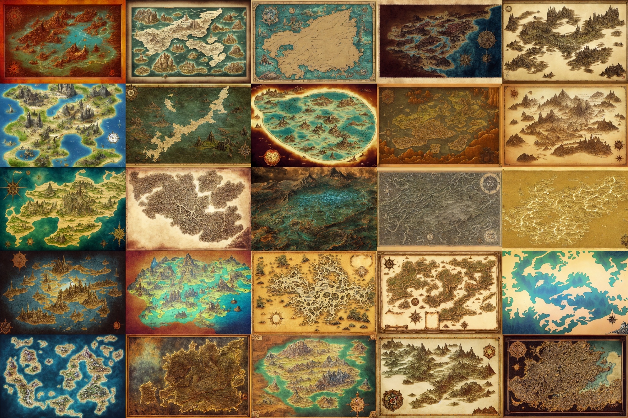 【ファンタジー系の地図やマップ】著作権フリーの高解像度画像(100枚)