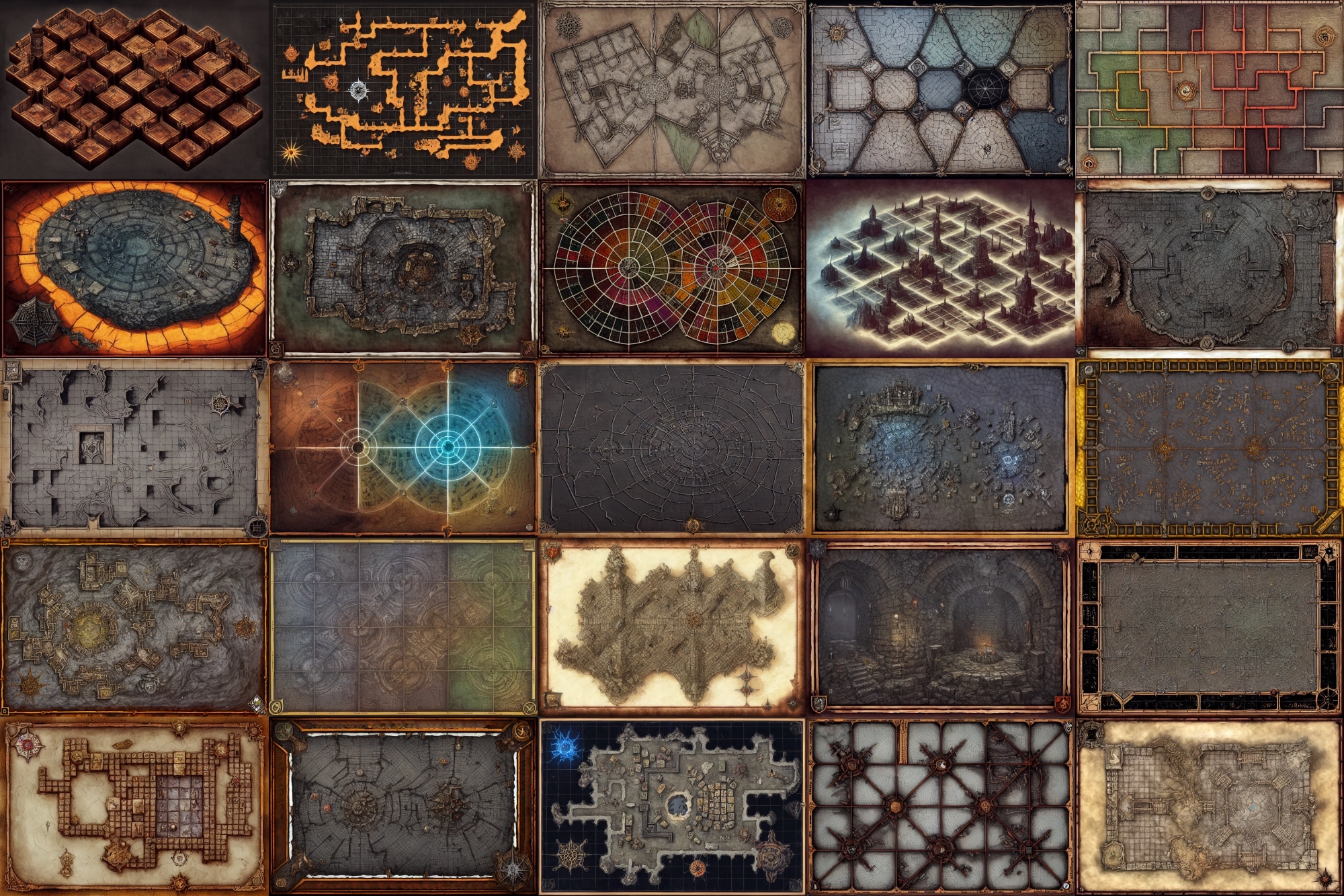 【ダンジョン系の地図やマップ】著作権フリーの高解像度画像(100枚)