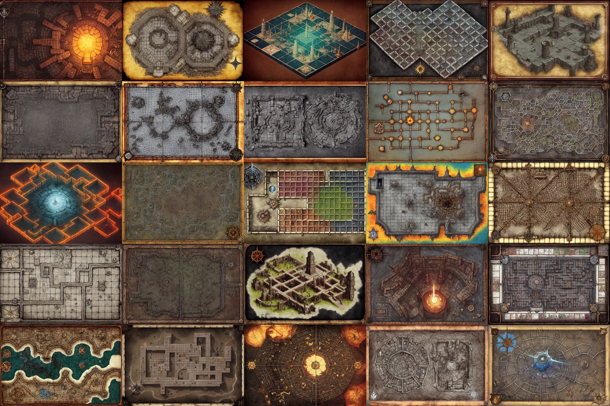 【ダンジョン系の地図やマップ】著作権フリーの高解像度画像(100枚)